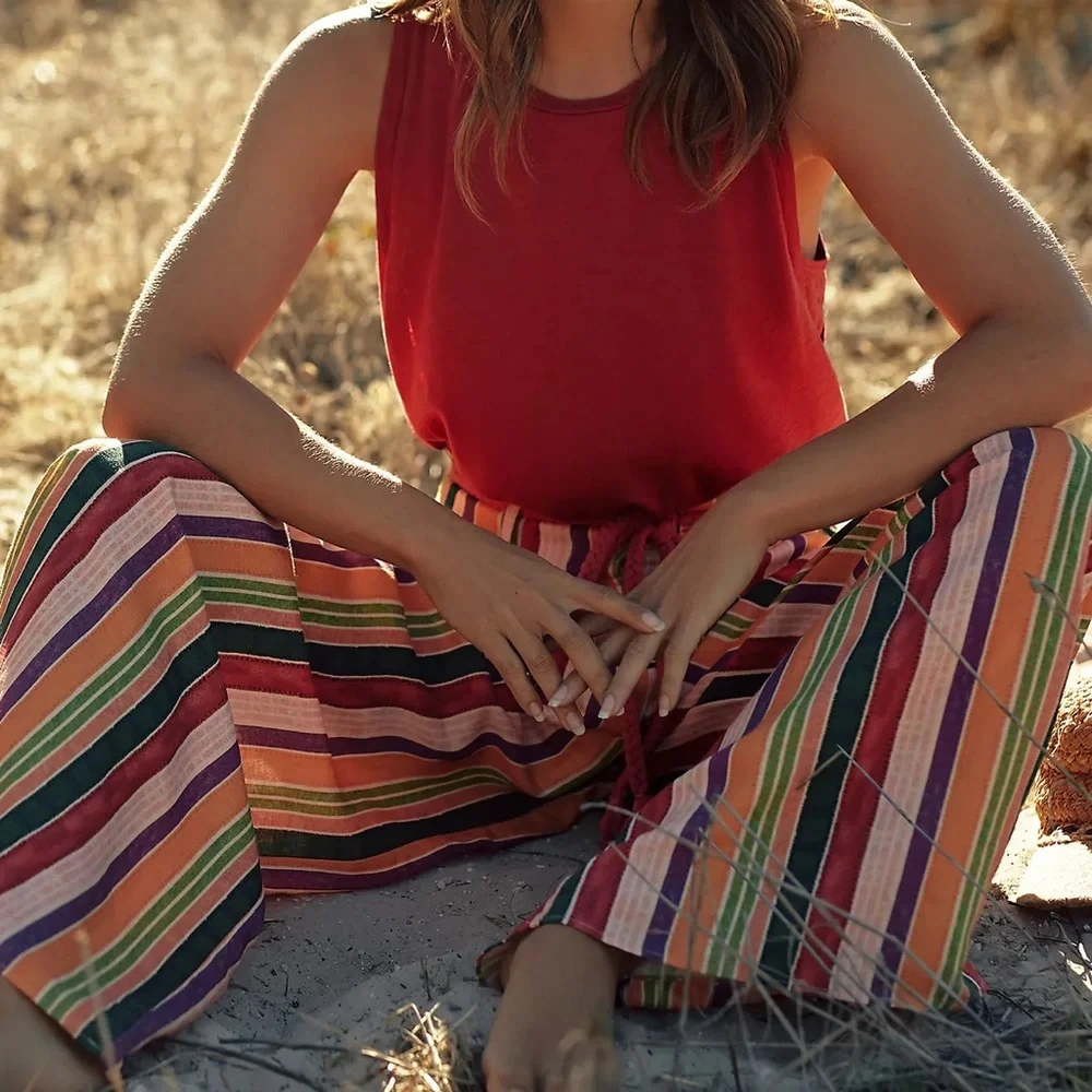 FARM RIO x ANTHROPOLOGIE Augustine Wide-Leg Striped Linen Pants_4